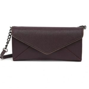 NWT Rebecca Minkoff Cleo Leather Wallet on Chain in Currant Burgundy Purple